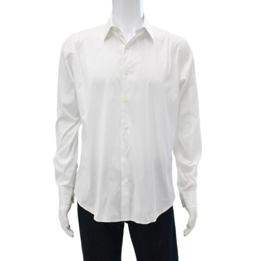 Theory Men's Long Sleeves Button Down Shirt White Size L